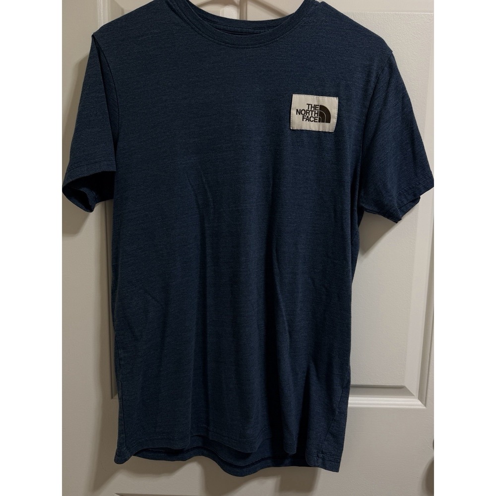 The North Face Men's Medium Heather-Ed Blue Box Logo Patch / Graphic Tee